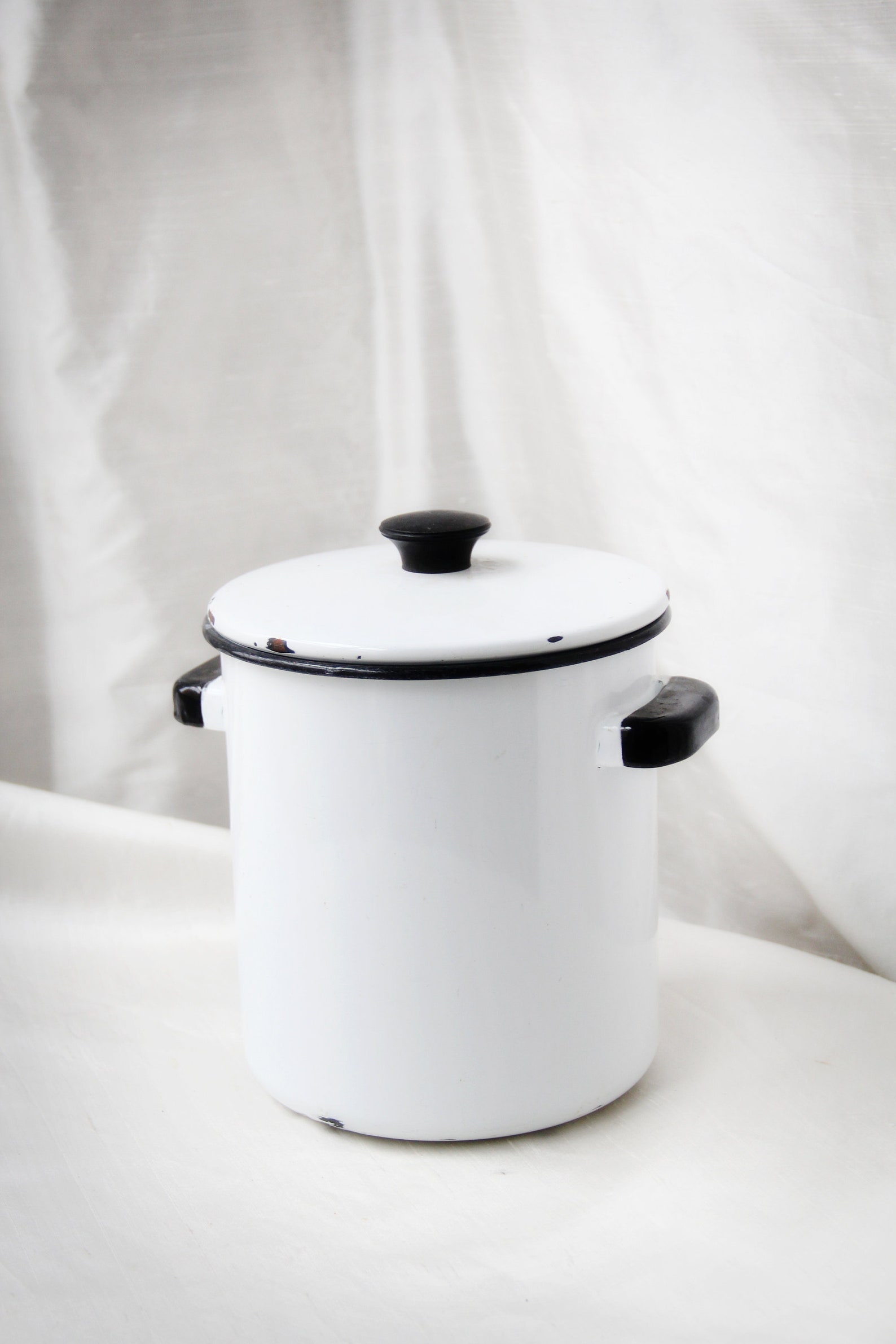 Vintage Stock Pot Retro White & Black Kitchen Decor Rustic Etsy