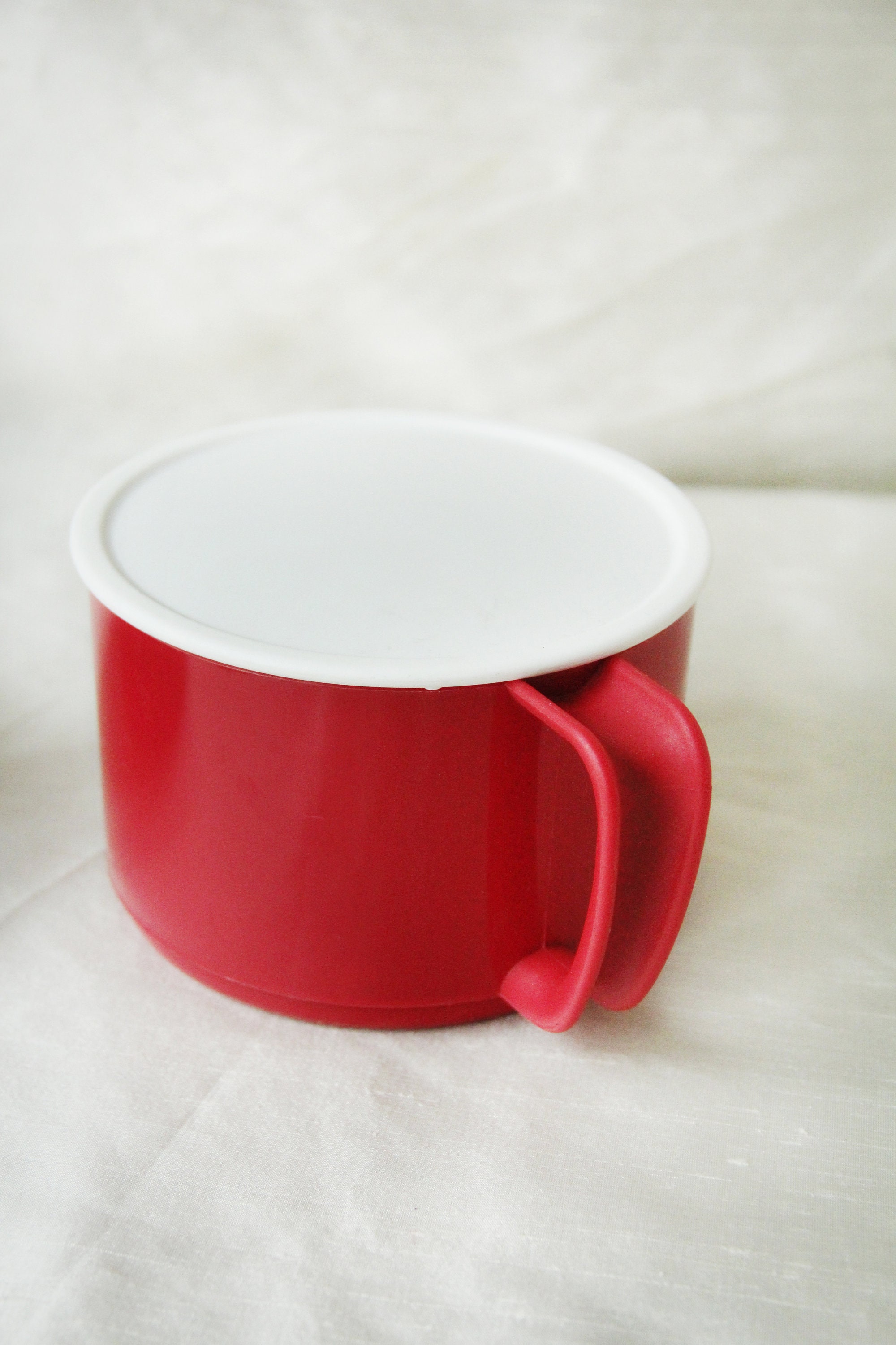 Pair of Plastic Soup Cups with Lids Retro Camp Cups Red Etsy