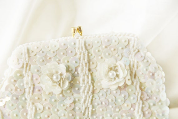 White Iridescent Sequin Purse - image 6