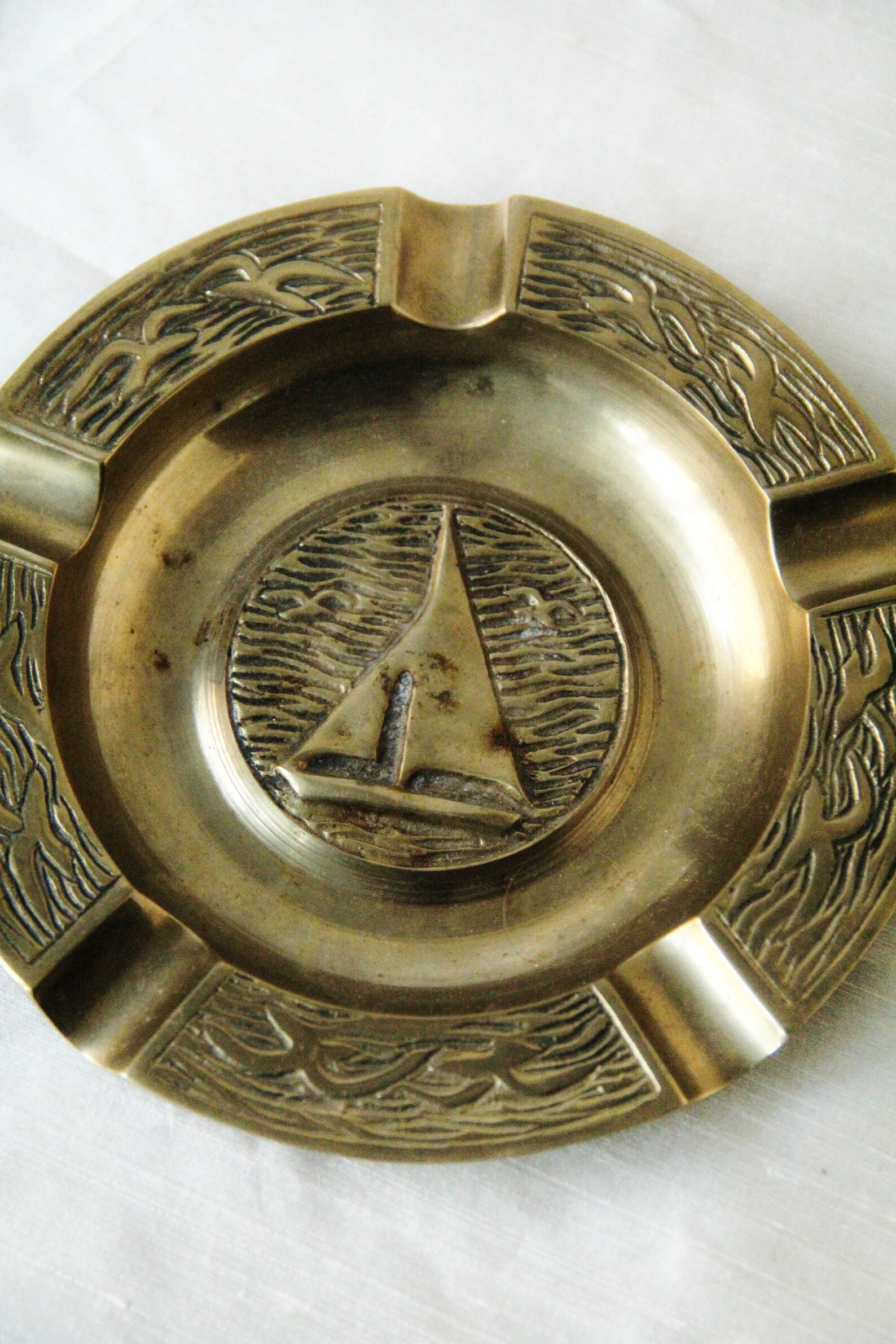 Metal Ship Vintage Brass Ashtray Gold Nautical Trinket Dish Etsy