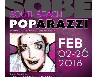 South Beach POParazzi - Exhibition Poster - Boy George - Surreal Celebrity Pop Art Digital Portrait Signed Fine Art Poster