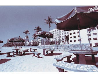 Perrier Beach South Beach Tropical Art Deco Vintage Retro Miami Architechture Signed Fine Art Photography