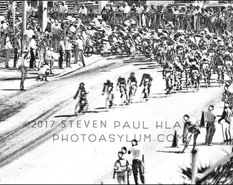 Vintage Bicycle Racing The Cyclists No. 9 'Pack Finish' Solar Monochrome Variations Signed Fine Art Photography Print