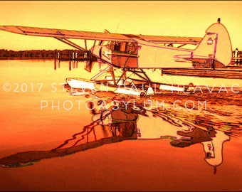 Seaplane Travel Adventure Pop Art Piper No. 17 Orange Romantic Florida Aviation Signed Fine Art Photography