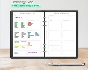 A5-inlägg för inköpslista för mat | Minimalistisk PDF (digital nedladdning)