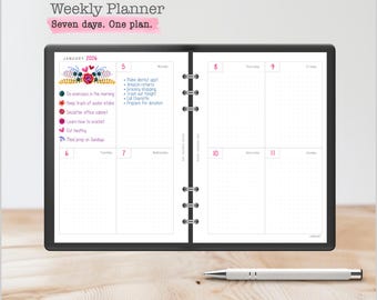 A5 Minimal Weekly Planner Inserts | Six-Ring Binder (PDF Pattern)