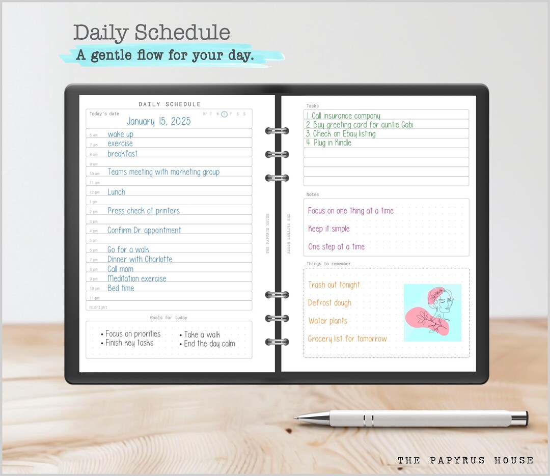 A5 Daily Planner Inserts Printable | A5 Daily Planner Pages PDF | To-do