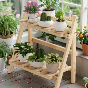 2 Layer Wooden Desktop Shelf Organizer Folding Storage Rack for Home, Kitchen and Office