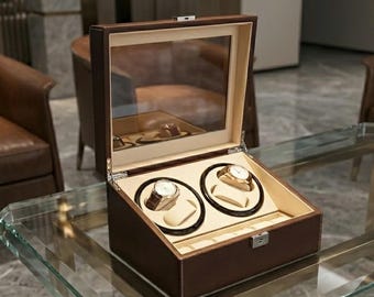 Luxury Watch Winder 4+6 slots, PU Leather Mechanical Watch Box with Jewelry Display Storage
