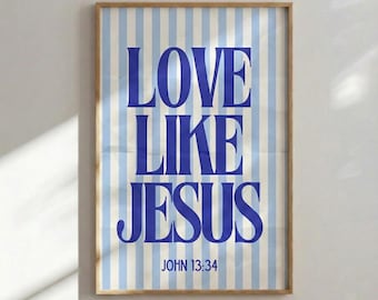 Coastal Christian Wall Art for Christian Women, Love Like Jesus Scripture Wall Art for Christian Girls (Digital Print)