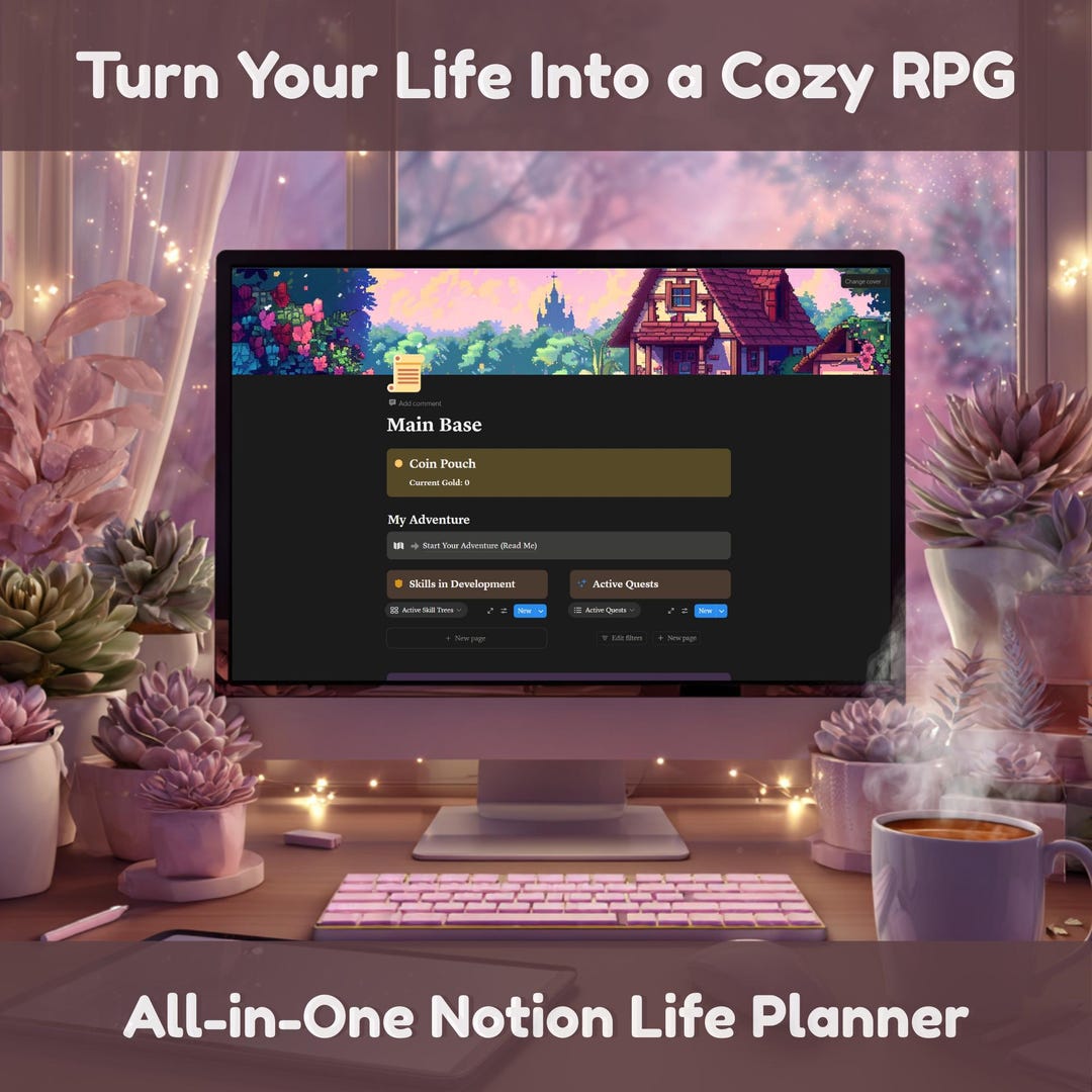 Cozy RPG Notion Template Gamified Life Planner & Habit Tracker