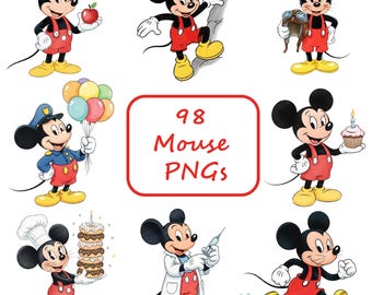 Mickey Mouse Watercolor PNG Bundle, Birthday Party Clipart (Digital Download)