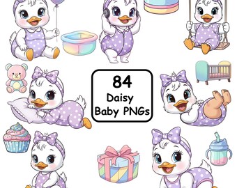 Baby Daisy Watercolor • Soft Pastel Pink & Purple Theme, Baby Daisy Watercolor Collection • Cute Digital Art • Instant Download