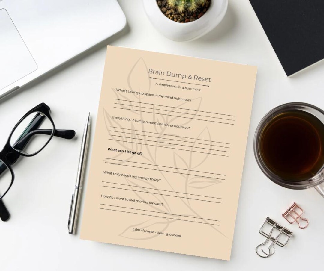 Brain Dump & Reset Printable | Mental Clarity Worksheet | Anxiety ...