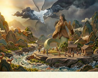 Nuwa Mends the Sky Printable Storybook PDF - Chinese Mythology for Kids - Goddess Legend Homeschool