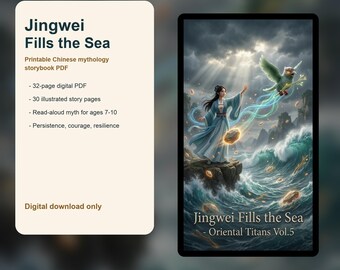 Jingwei Fills the Sea Printable Storybook PDF | Chinese Mythology for Kids | Persistence & Resilience