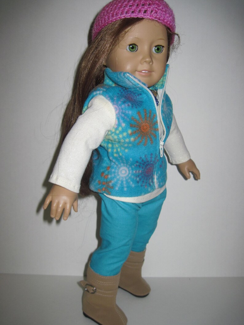 American Girl Doll ClothesTeal Fleece Vest Corduroy Pants and Etsy