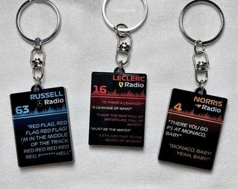 Chaveiro de acrílico premium – Piloto de rádio de Fórmula 1