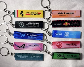 Chaveiro de acrílico premium – Coleção de nomes de equipes de Fórmula 1