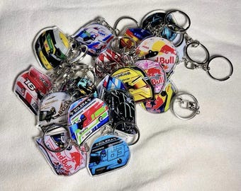 Chaveiro de acrílico premium – Capacete de piloto de Fórmula 1
