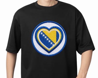 Bosnia Heart Shirt, Bosnia and Herzegovina Flag Tee, Balkan Pride Shirt, Bosnian Gift, Unisex Graphic T-Shirt