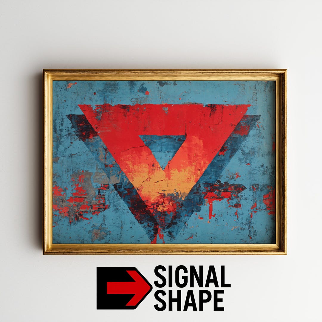 Abstract Red Triangle Printable Wall Art, Modern Vintage Style, Rustic ...
