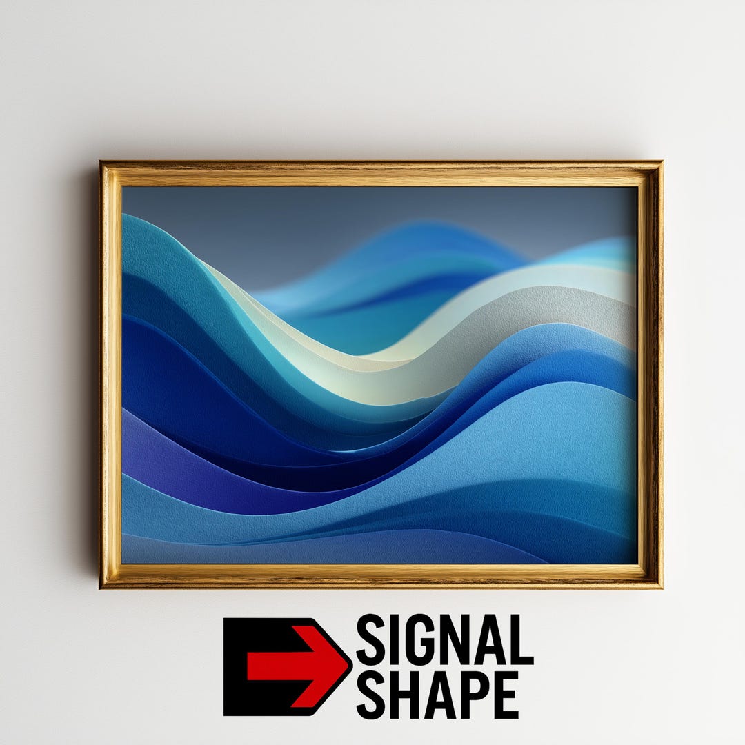 Abstract Waves in Blue Printable Wall Art, Modern Coastal Minimalist ...