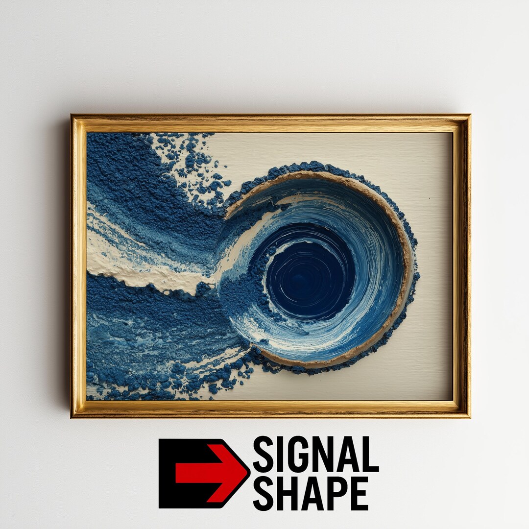 Navy Circular Sweep Printable Wall Art, Thick Impasto Texture ...