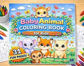 Baby Animal Coloring Book for Kids | Printable Toddler Coloring Pages PDF