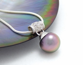 Tahitian Pearl Diamond and 18kt White Gold Pendant