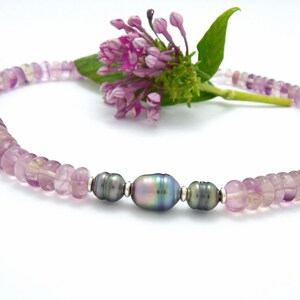 Tahitian Pearl and Fluorite Rondelle Necklace