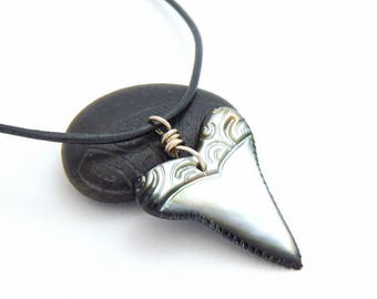 Shark Tooth Hand Carved Mother of Pearl Shell Necklace