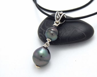 Tahitian Pearl Duo Silver Pendant