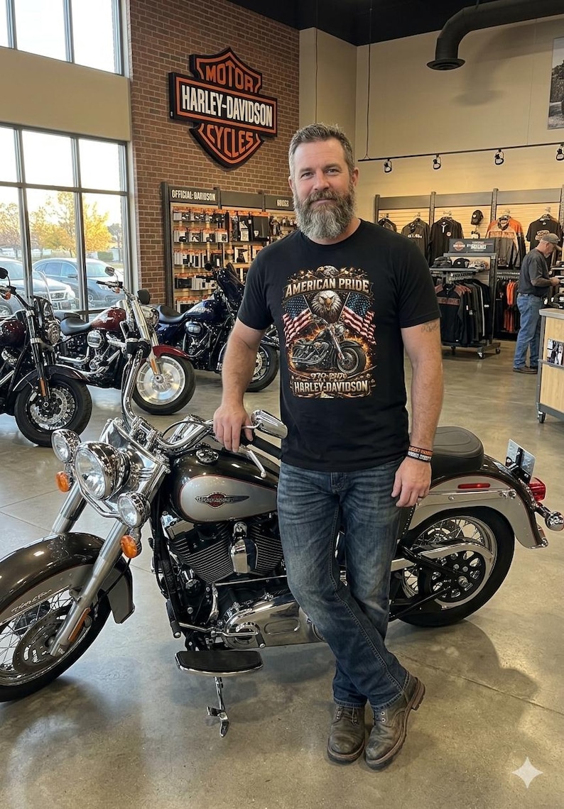 Harley Davidson shirt, American Pride Eagle Motorcycle Tee | 1776-2026 image 8
