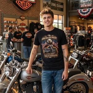 Harley Davidson shirt, American Pride Eagle Motorcycle Tee | 1776-2026 image 2