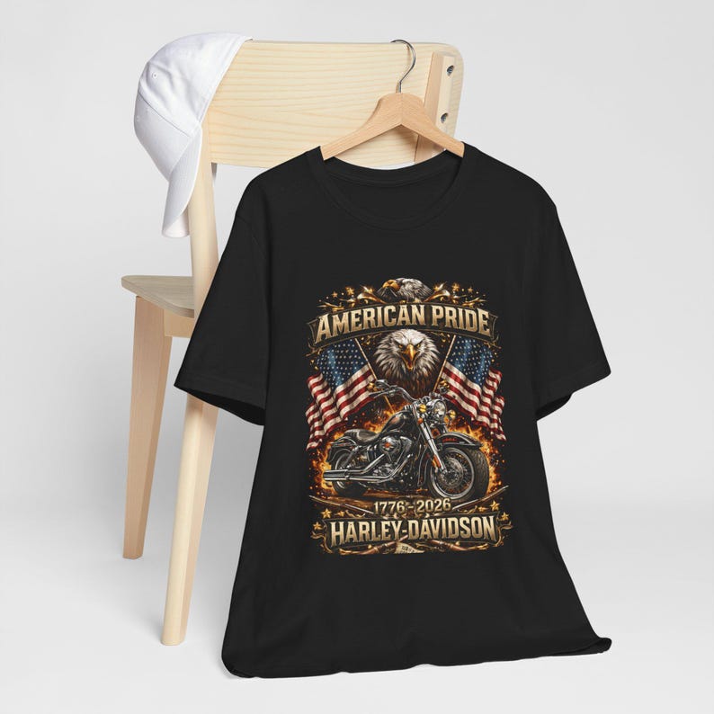 Harley Davidson shirt, American Pride Eagle Motorcycle Tee | 1776-2026 image 6