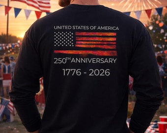Camisa de manga larga del 4 de julio, 1776, 2026, 250.º aniversario, bandera en la espalda / Nosotros, el pueblo, Feliz cumpleaños, América