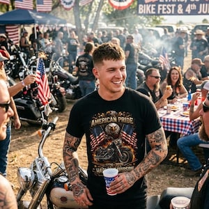Harley Davidson shirt, American Pride Eagle Motorcycle Tee | 1776-2026 image 5