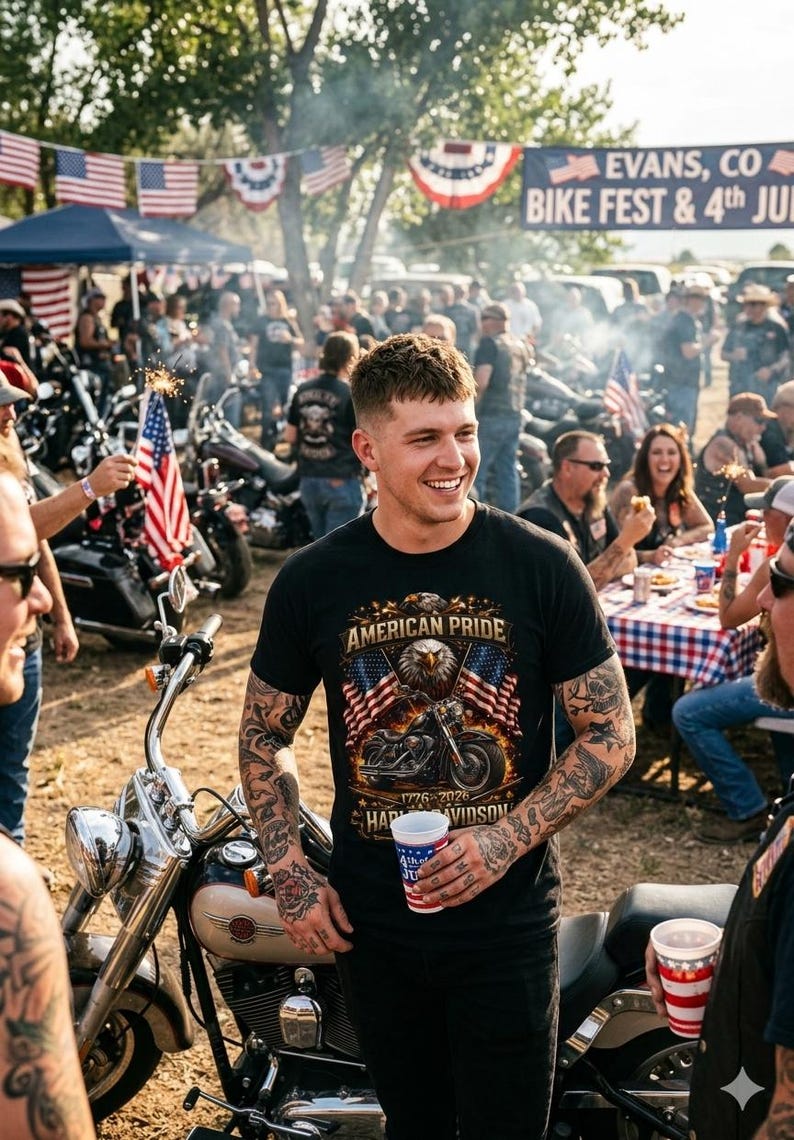 Harley Davidson shirt, American Pride Eagle Motorcycle Tee | 1776-2026 image 5