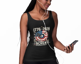 Archery Tank top, 1776-2026 American Flag Archery Tank | Patriotic Target Bow Shooter
