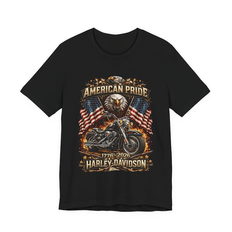Harley Davidson shirt, American Pride Eagle Motorcycle Tee | 1776-2026 image 9