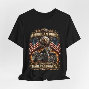 Harley Davidson shirt, American Pride Eagle Motorcycle Tee | 1776-2026 image 1