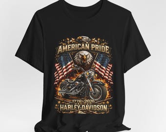 Camiseta Harley Davidson, Camiseta de motociclista American Pride Eagle / 1776-2026