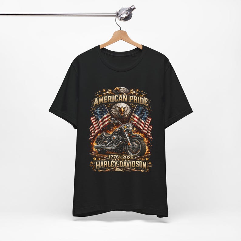 Harley Davidson shirt, American Pride Eagle Motorcycle Tee | 1776-2026 image 3