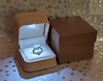 Lighted stud drop hoop earrings keepsake gift Box illuminated Presentation gift box Fancy Black italian leather LED
