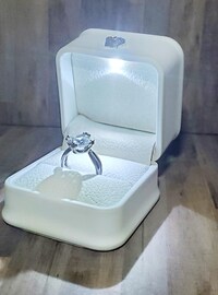 Elegant Lighted LED Cherrywood / Mahogany Wood & Black italian Leather Engagement Ring Box