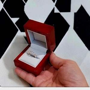 MAHOGANY Engagement Ring Box With Leather Interior wood Wedding Bands Promise Ring