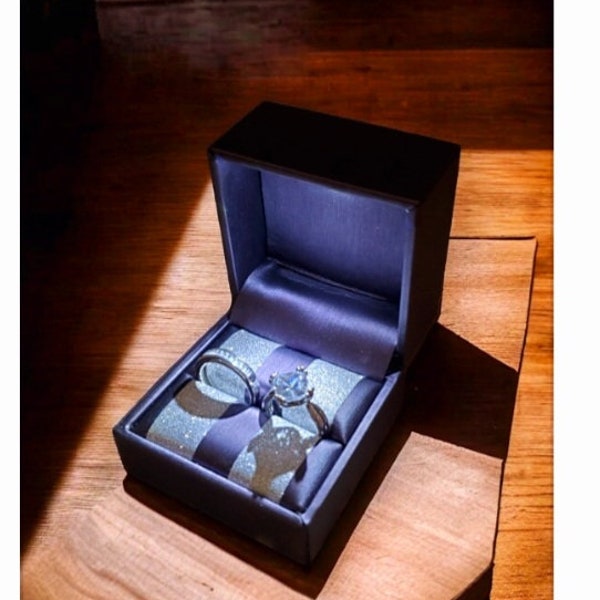 shimmering crystals Lighted LED Engagement ring box leather grain Engagement Ring Box illuminated ring case proposal box