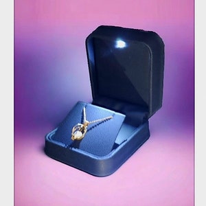 Black LED lighted charm pendant Earrings italian Leather grain gift Box illuminated case stud earrings presentation box