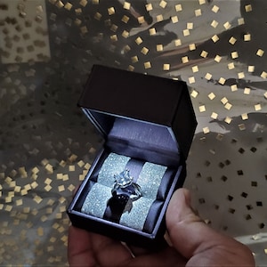 shimmering crystals Lighted LED Engagement ring box leather grain Engagement Ring Box illuminated ring case proposal box